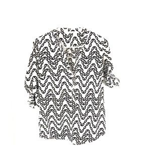 Black and white patterned blouse